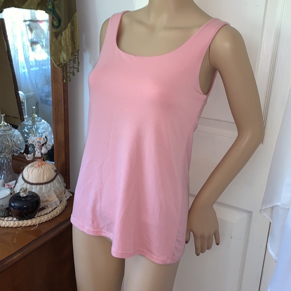Arianne pink scoop neck built in shelf bra tunic tank top S - Picture 5 of 12